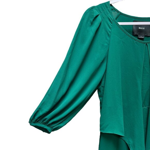 Anthropologie Dress Maeve Green Chiffon Valparaiso Bow Career Work Size 2 - Picture 5 of 9